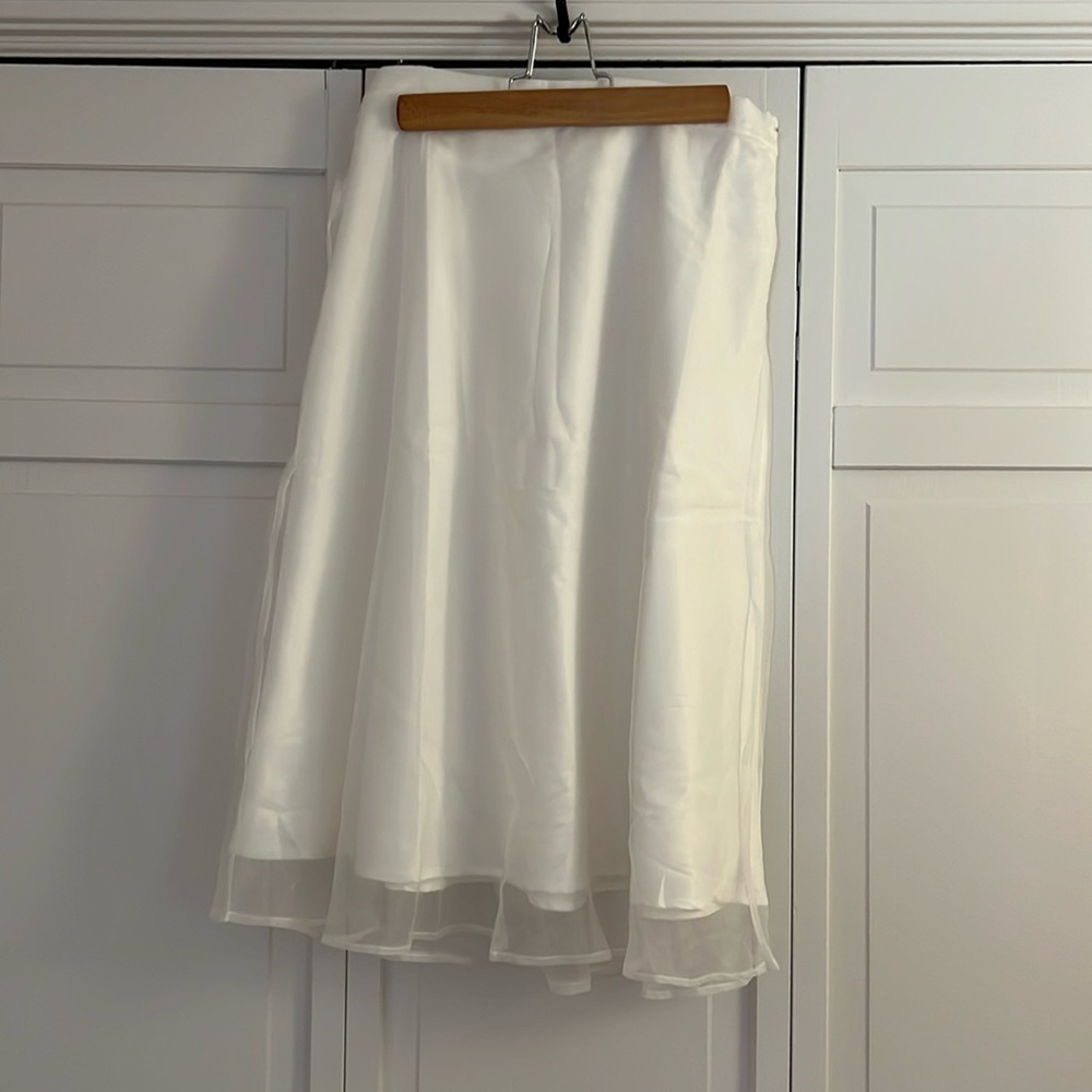 What a Darling White Organza Midi Skirt, Lulus